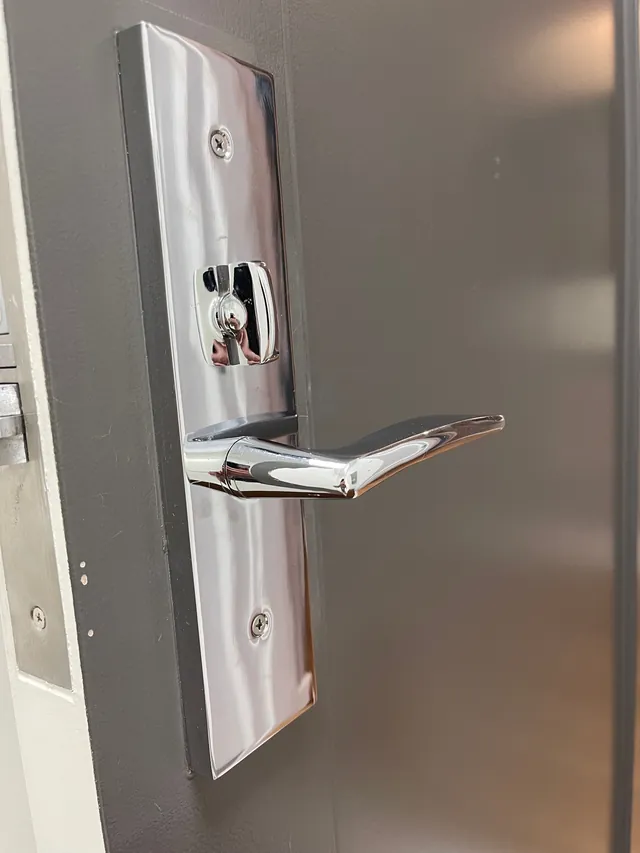 Polished chrome mortise lever trim